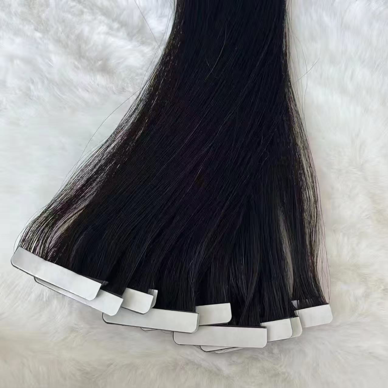 Black Color Human Hair Extension Tape In 12 A 13 A