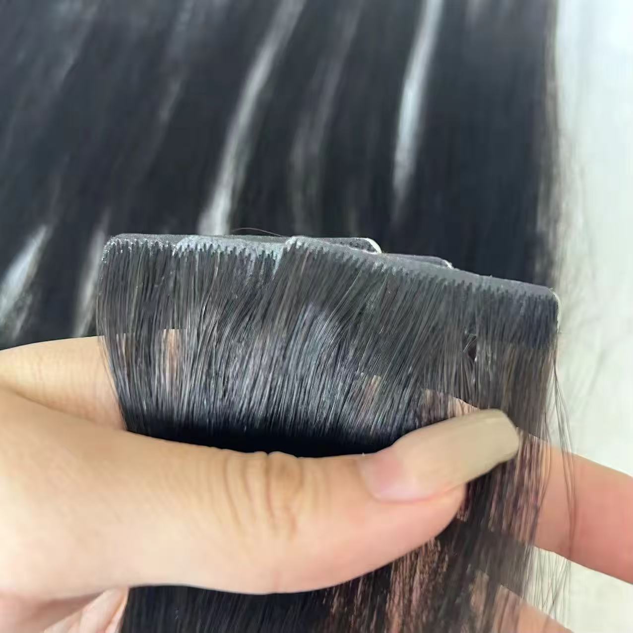 Black Color Human Hair Extension Tape In 12 A 13 A