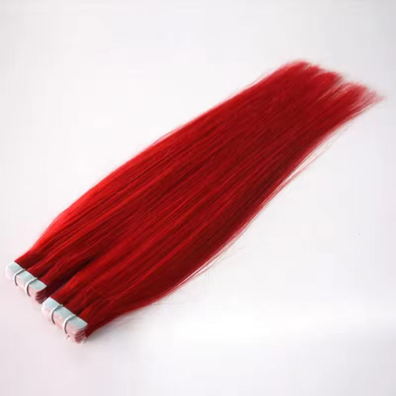 Hot Red Color Tape In Human Hair Extension Custom