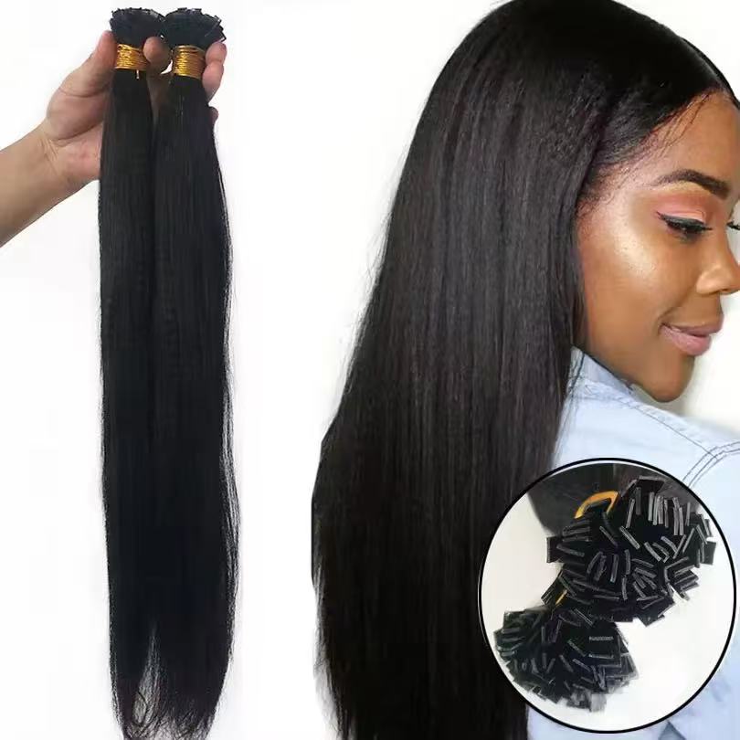 Black Color Flat Tips Human Hair Extension
