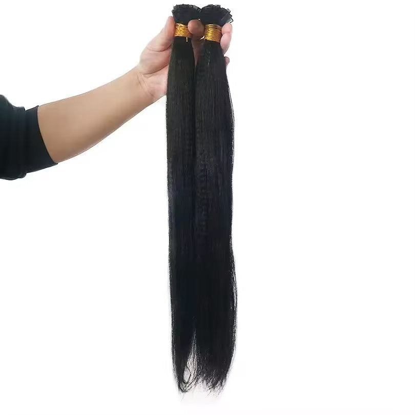 Black Color Flat Tips Human Hair Extension