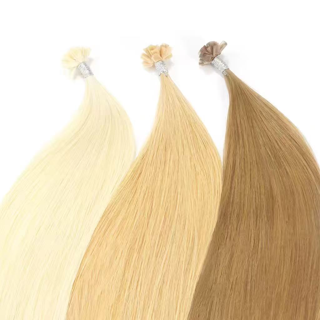 Blonde Color 12 A 13 A Grade U Nail Tips Human Hair Extension