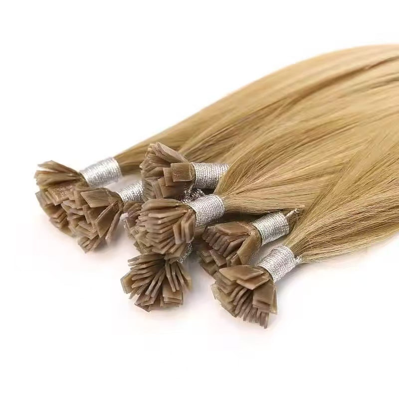Blonde Color 12 A 13 A Grade U Nail Tips Human Hair Extension
