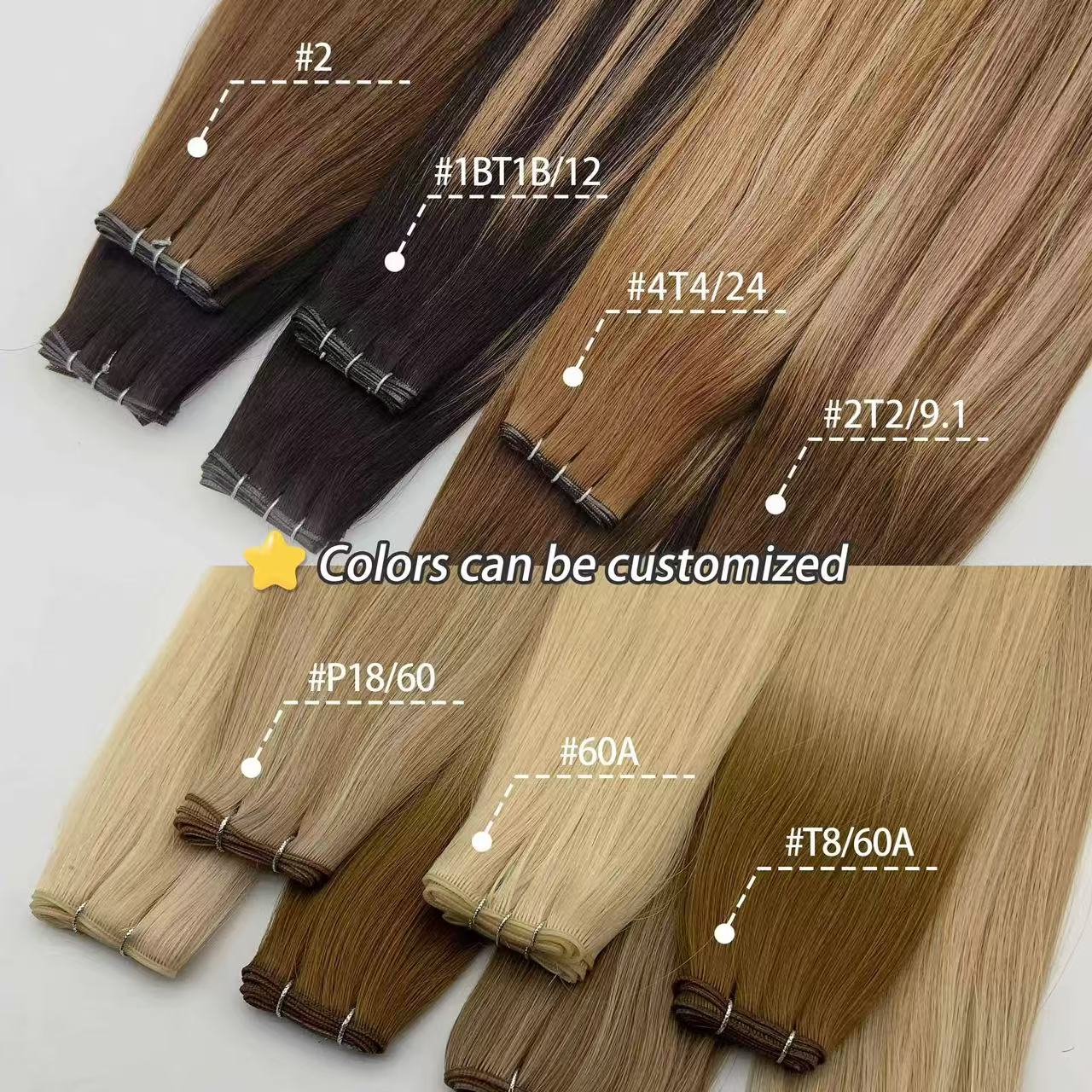 Custom Wholsale Human Hair Genius Weft Extension 12 A 13 A