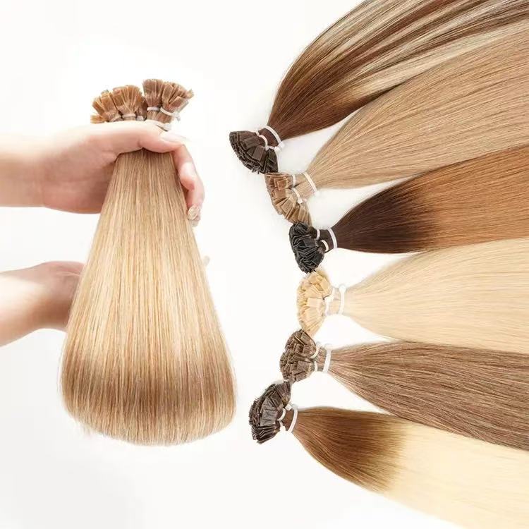 Ombre Blonde Human Hair Extension Flat Keratin Hair Extension