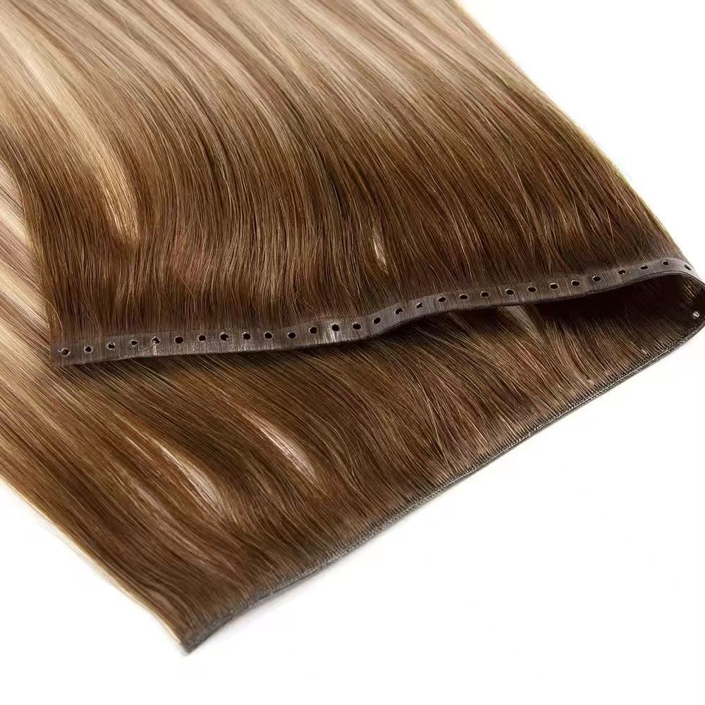 PU Flat Human Hair Extension Hair Weave