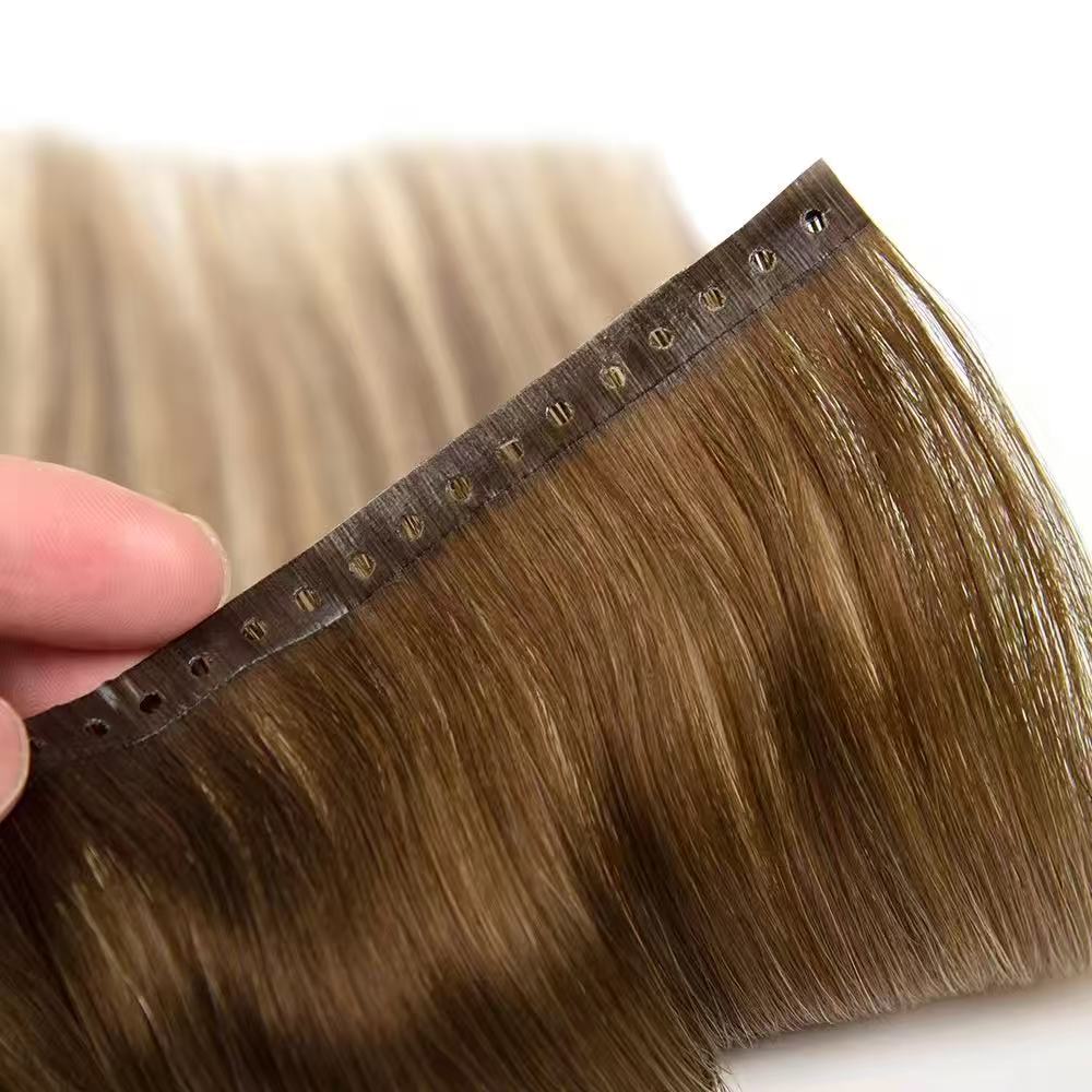 PU Flat Human Hair Extension Hair Weave
