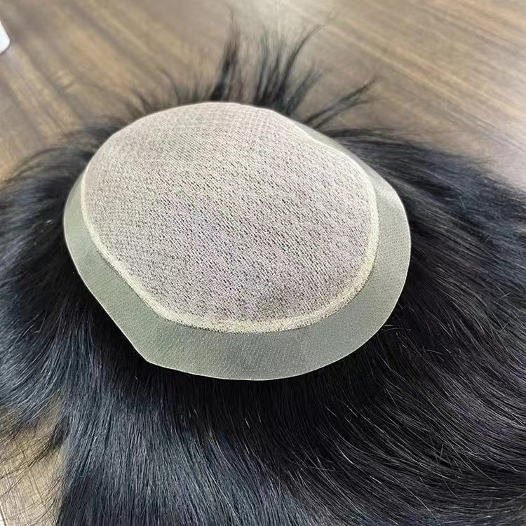 Human Hair Men Toupee Silk Lace With PU Type Toupee