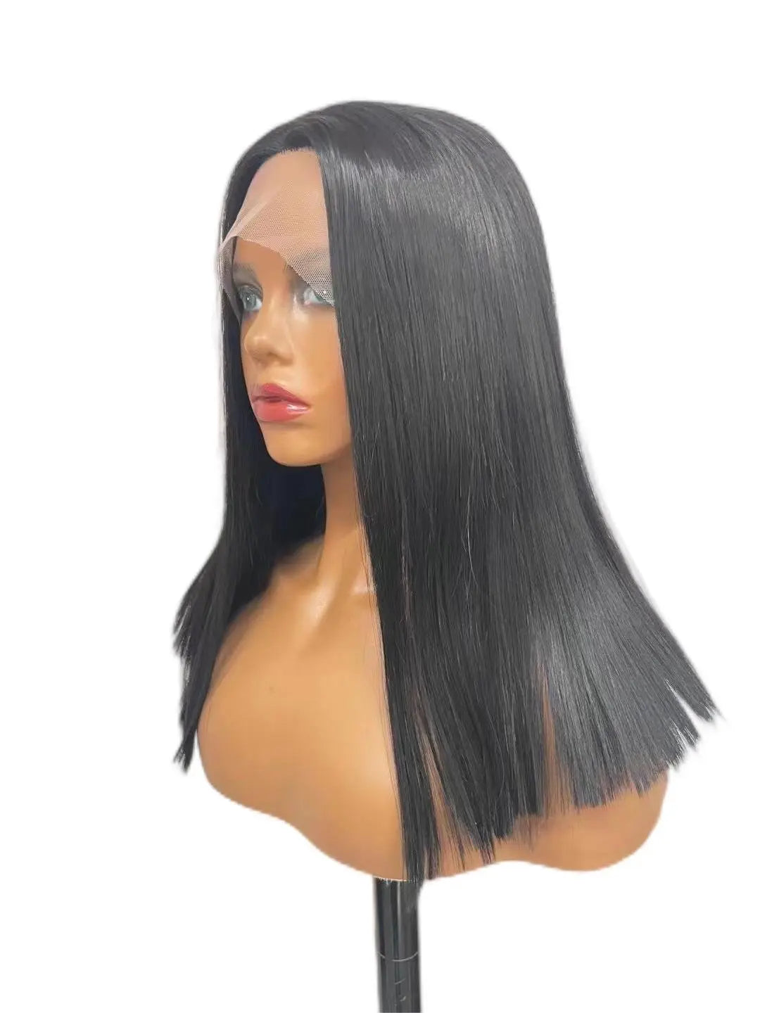 Custom Wholesale Synthetic Hair Lace Wig ,Short Hair Length Black Hair Lace Women Wig wigworld