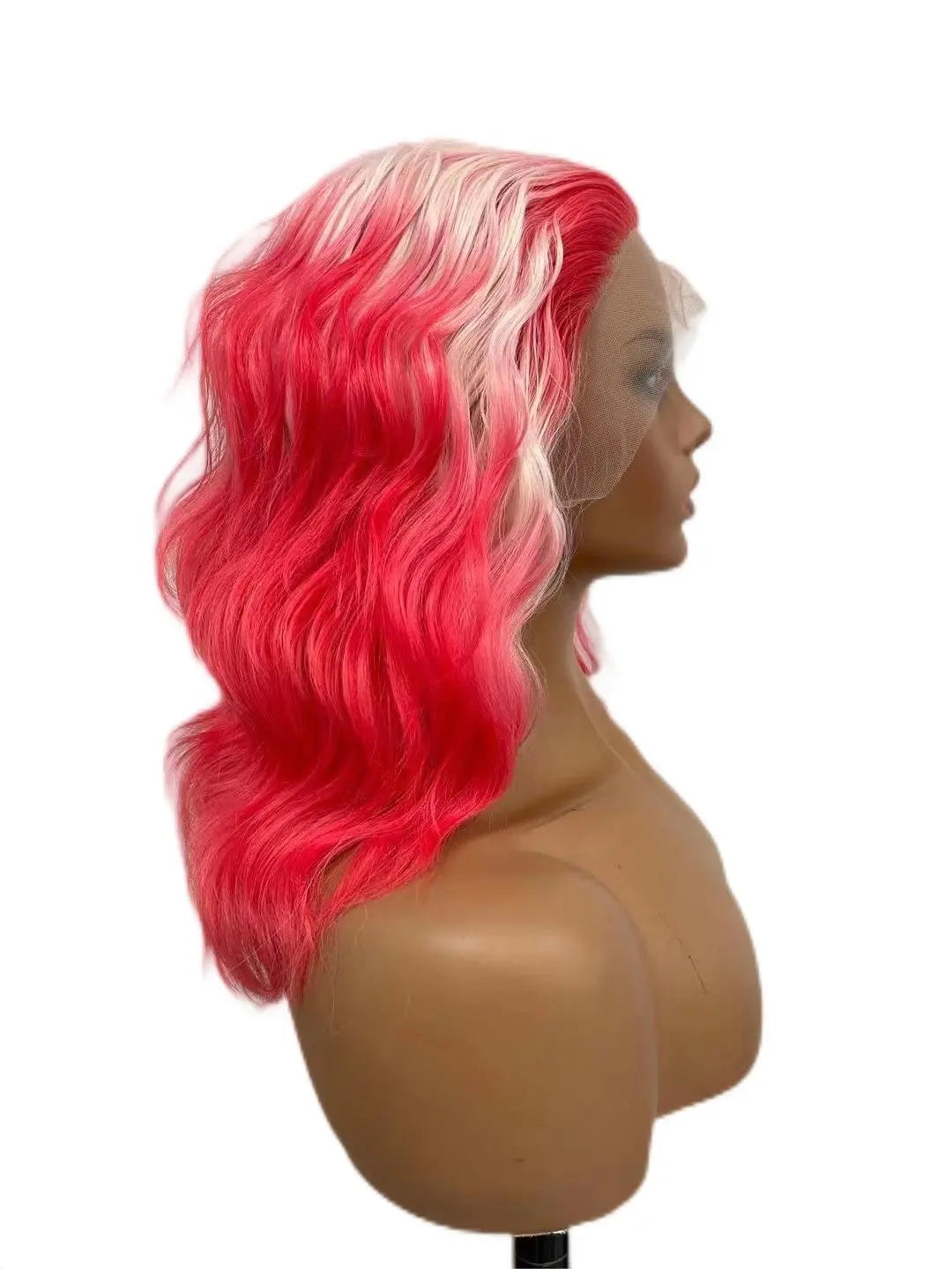 Custom Wholesale Synthetic Hair Lace Wig ,Short Hair Length Colorful Pink Hair Lace Women Wig wigworld