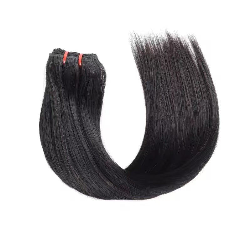 Custom Wholesale Black Human Hair Flat Weft,Remy Hair Double Drawing Half Hand Made Weave