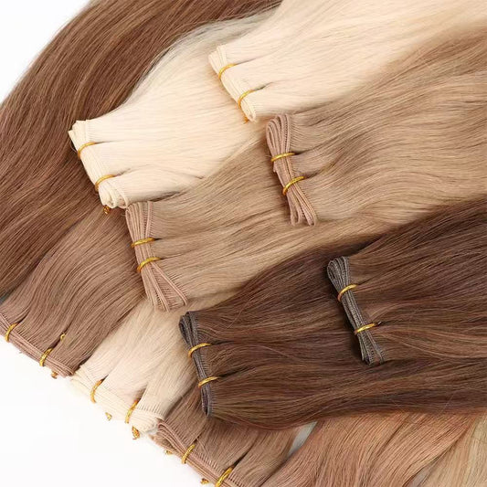 OEM Human Hair Flat Weft,Remy Hair Double Drawing Made Weave