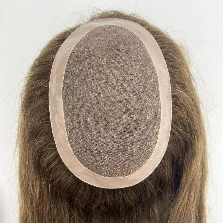 Custom 100% Human Hair Topper Women Hairpiece Mono Lace With PU