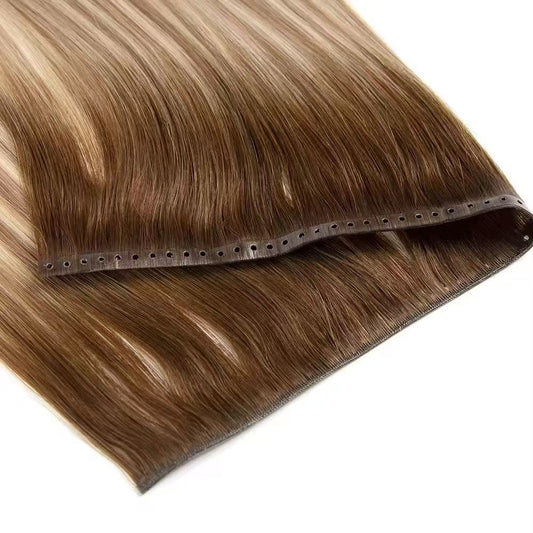 PU Flat Human Hair Extension Hair Weave