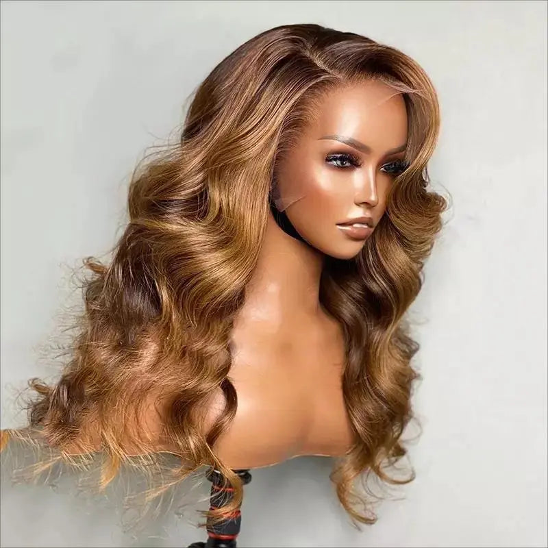 Custom Wholesale  Natural Mixed Human Hair Lace Wig,Mixed Brown Blonde White Color Lace Wig wigworld