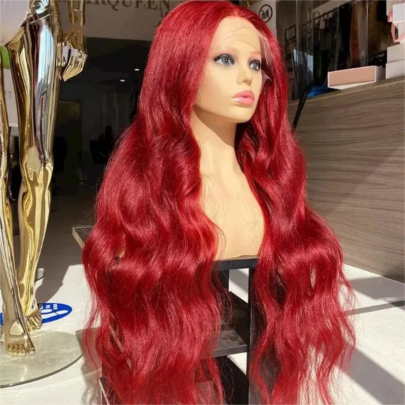 Custom Wholesale 100% Human Hair Lace Women Wig ,Red Color Women Lace Wig wigworld