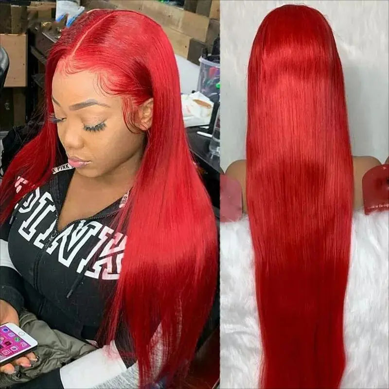 Custom Wholesale 100% Human Hair Lace Women Wig ,Red Color Women Lace Wig wigworld