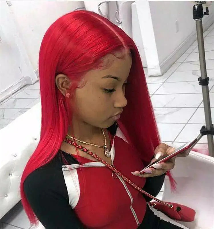 Custom Wholesale 100% Human Hair Lace Women Wig ,Red Color Women Lace Wig wigworld