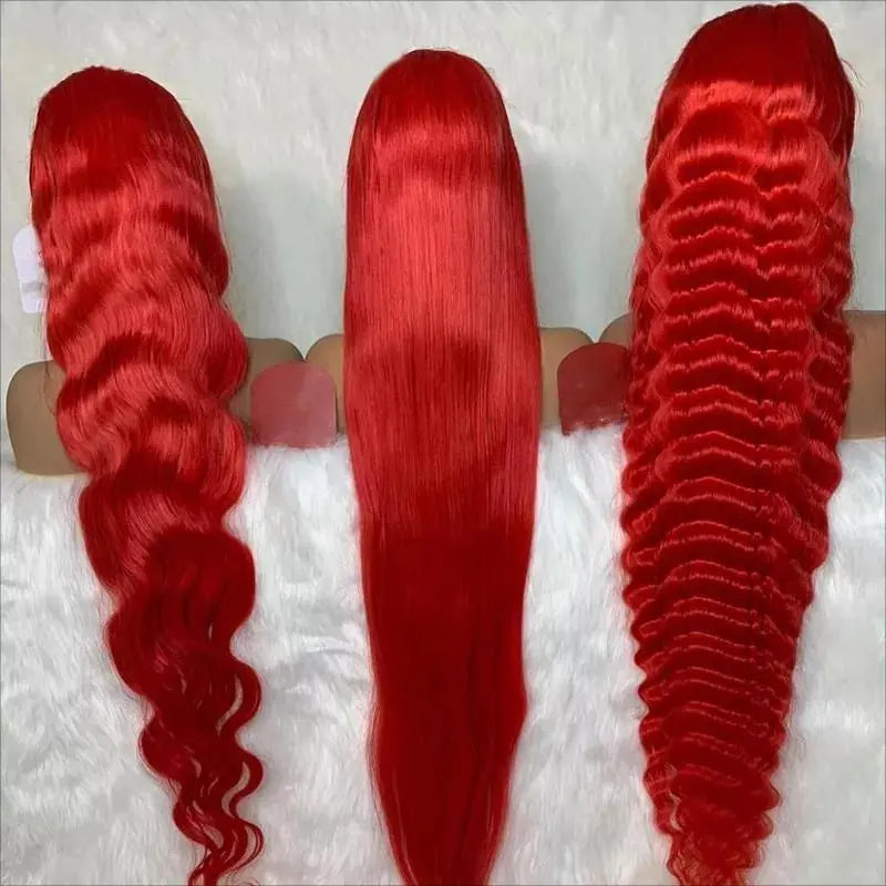 Custom Wholesale 100% Human Hair Lace Women Wig ,Red Color Women Lace Wig wigworld
