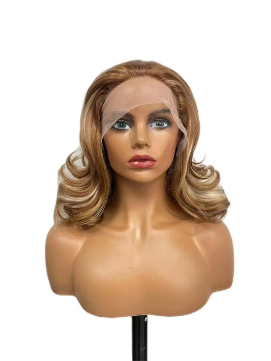 Custom Wholesale Synthetic Hair Lace Front Women Wig ,Short Hair Mixed Blonde Hair Wig wigworld