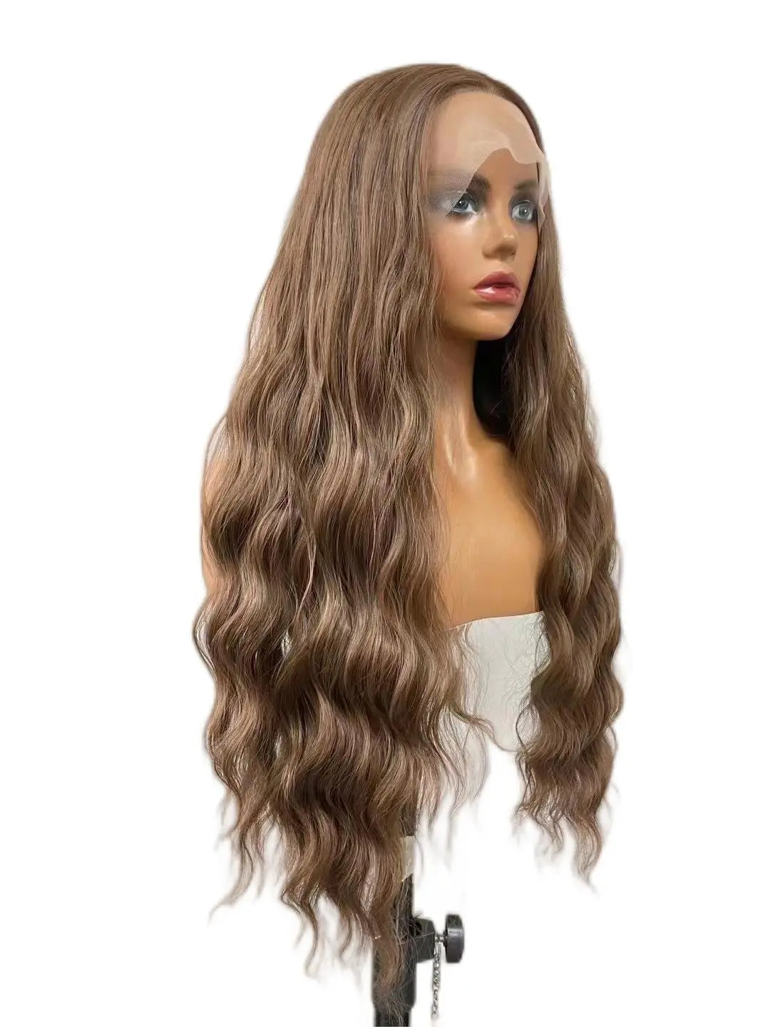 Custom Wholesale Synthetic Hair Lace Wig ,Brown Color Wave Hair Lace Women Wig wigworld
