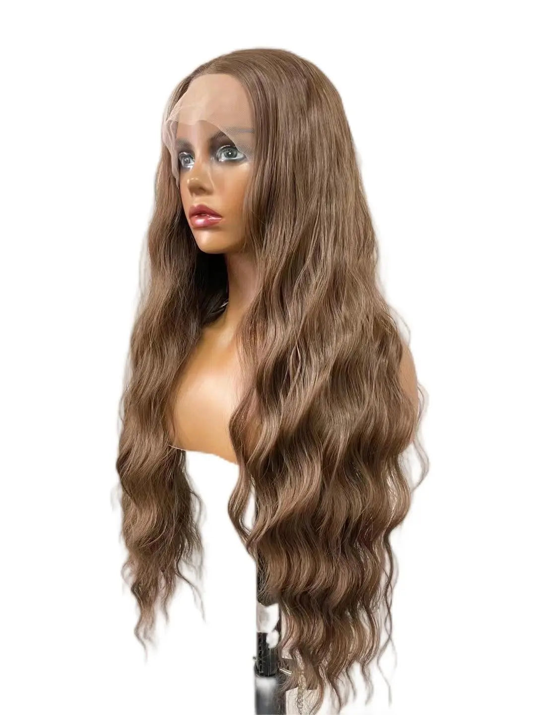 Custom Wholesale Synthetic Hair Lace Wig ,Brown Color Wave Hair Lace Women Wig wigworld