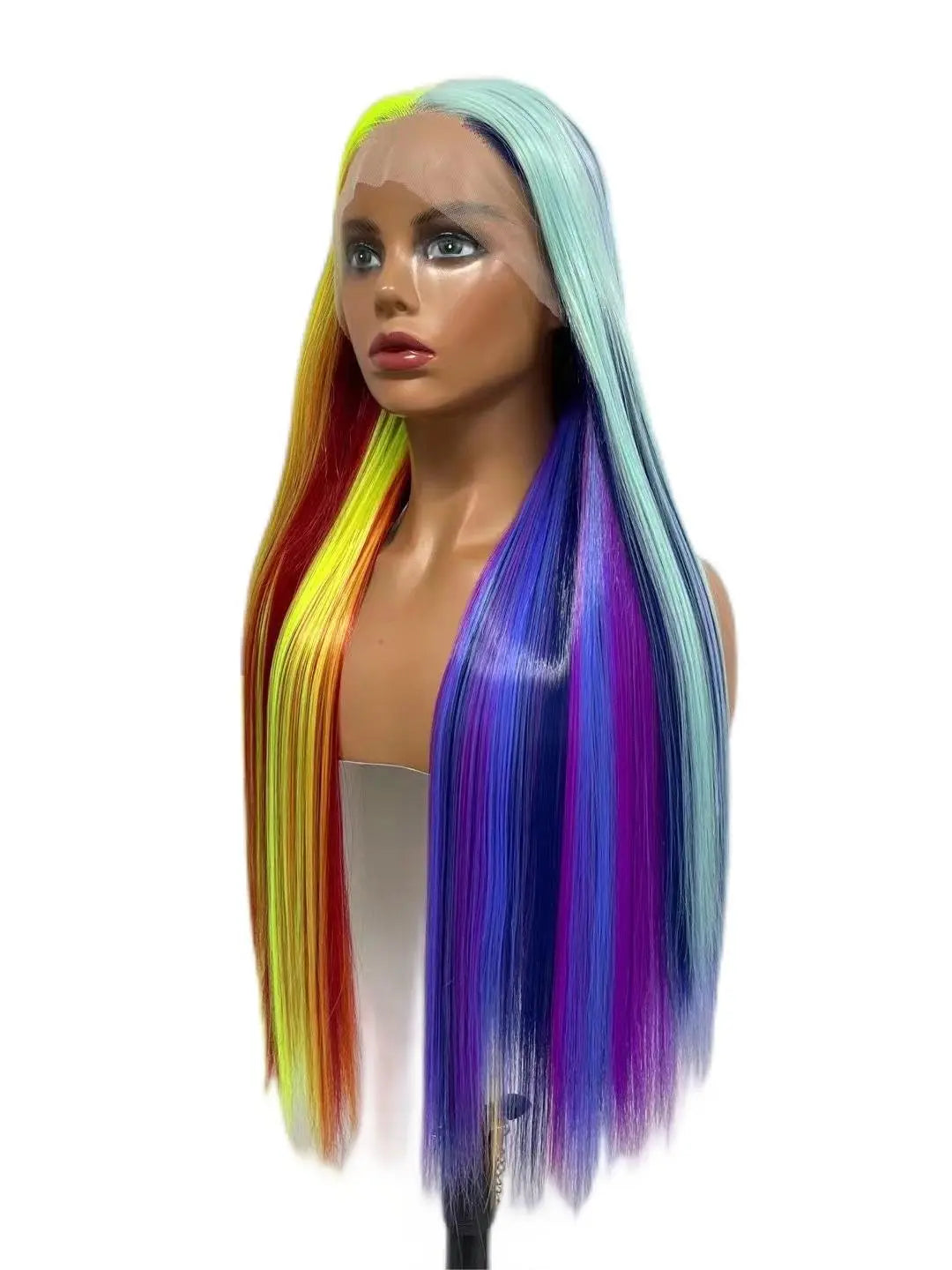Custom Wholesale Synthetic Hair Lace Wig ,Colorful Rainbow Hair Lace Women Wig wigworld