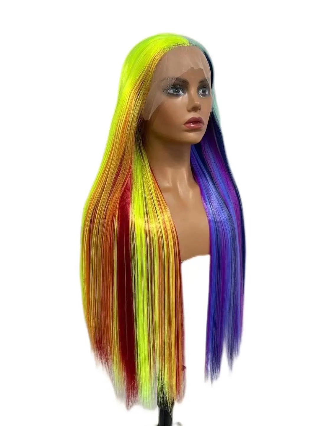 Custom Wholesale Synthetic Hair Lace Wig ,Colorful Rainbow Hair Lace Women Wig wigworld