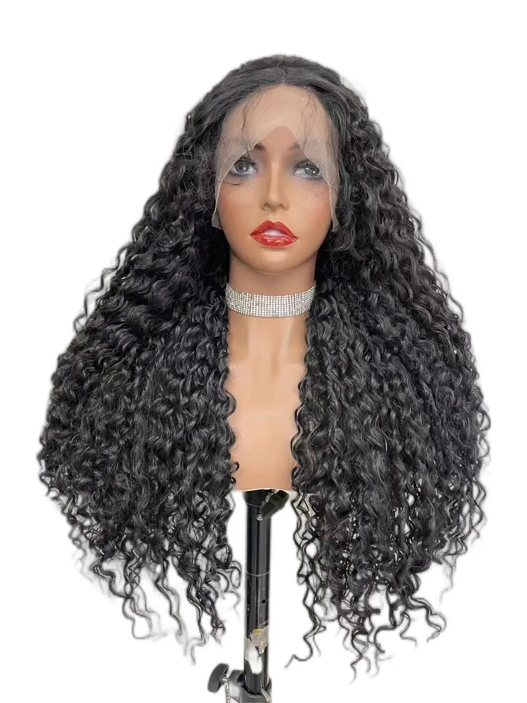 Custom Wholesale Synthetic Hair Lace Wig ,Long Hair Length Black Color Curly Hair Lace Women Wig wigworld