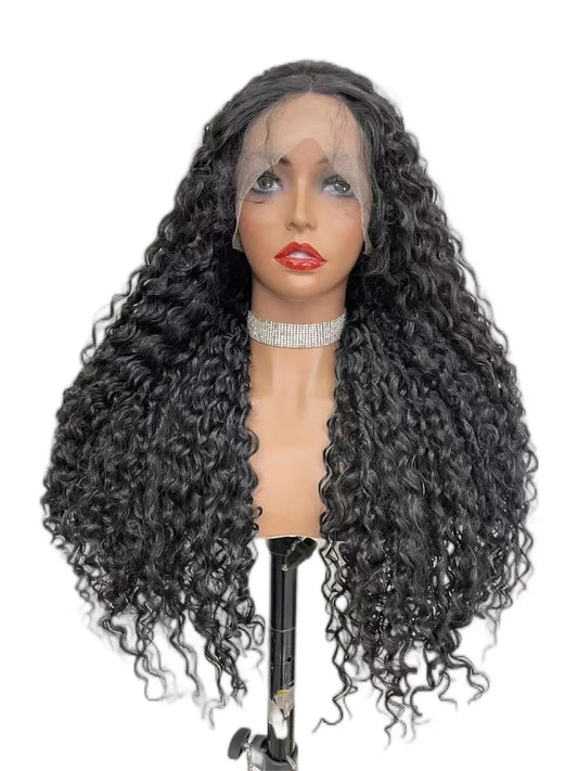 Custom Wholesale Synthetic Hair Lace Wig ,Long Hair Length Black Color Curly Hair Lace Women Wig wigworld