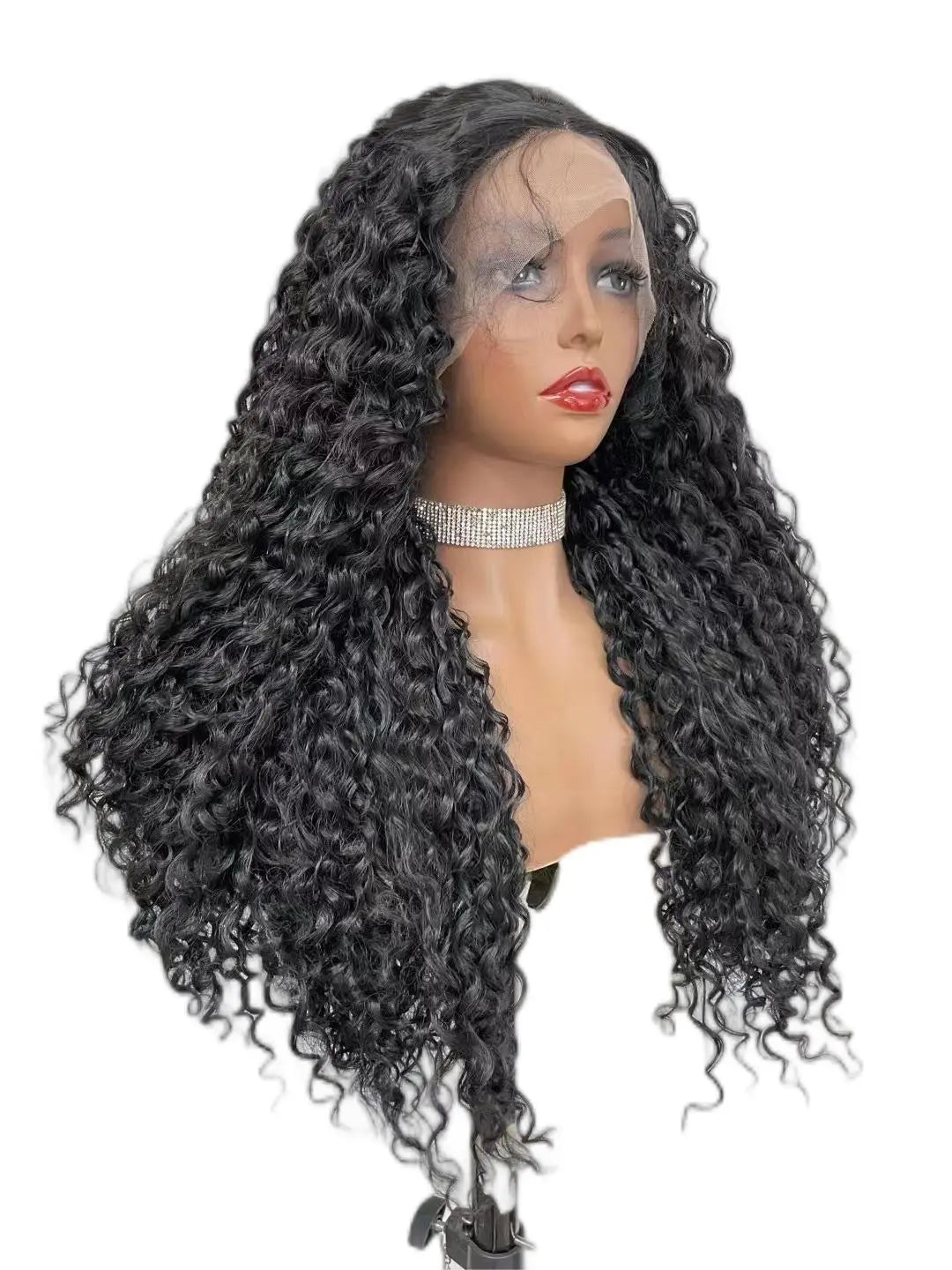 Custom Wholesale Synthetic Hair Lace Wig ,Long Hair Length Black Color Curly Hair Lace Women Wig wigworld