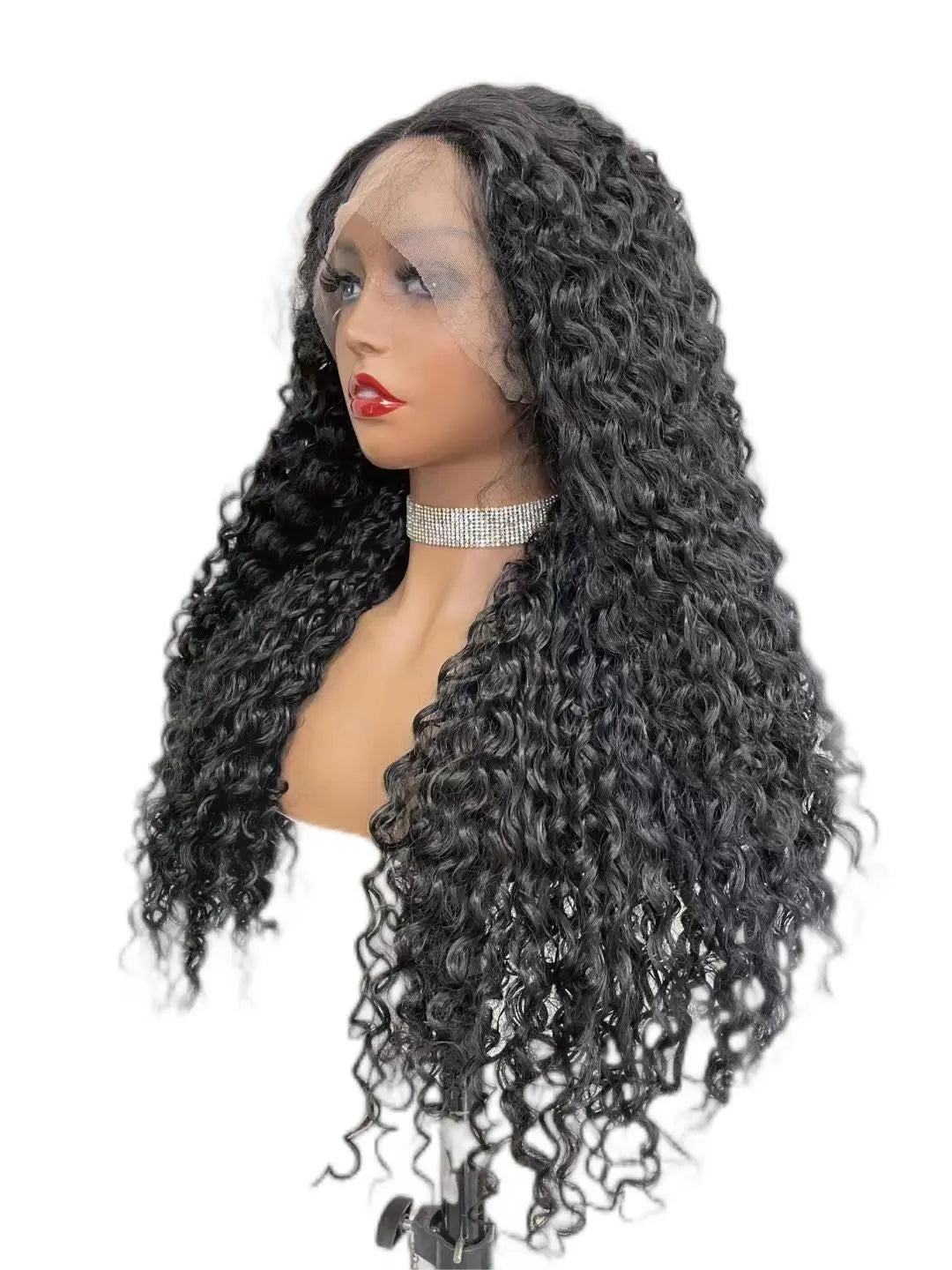 Custom Wholesale Synthetic Hair Lace Wig ,Long Hair Length Black Color Curly Hair Lace Women Wig wigworld