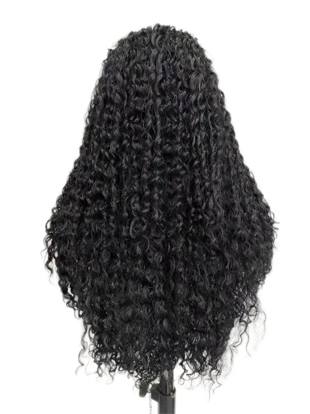 Custom Wholesale Synthetic Hair Lace Wig ,Long Hair Length Black Color Curly Hair Lace Women Wig wigworld