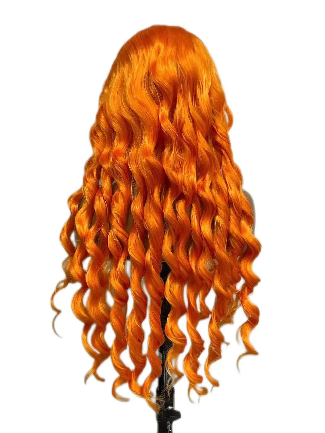 Custom Wholesale Synthetic Hair Lace Wig ,Long Hair Length Shine Orange Color Wave Hair Lace Women Wig wigworld