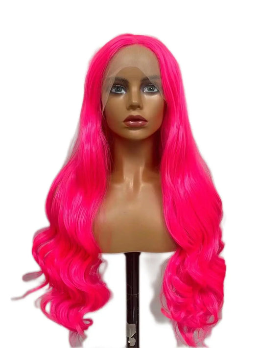 Custom Wholesale Synthetic Hair Lace Wig ,Long Length Red Color Wave Hair Lace Women Wig wigworld